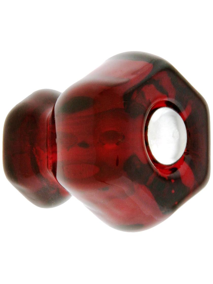 Set Of 2 Ruby Red Depression Glass Cabinet Knobs - Vintage Style For Furniture Restoration